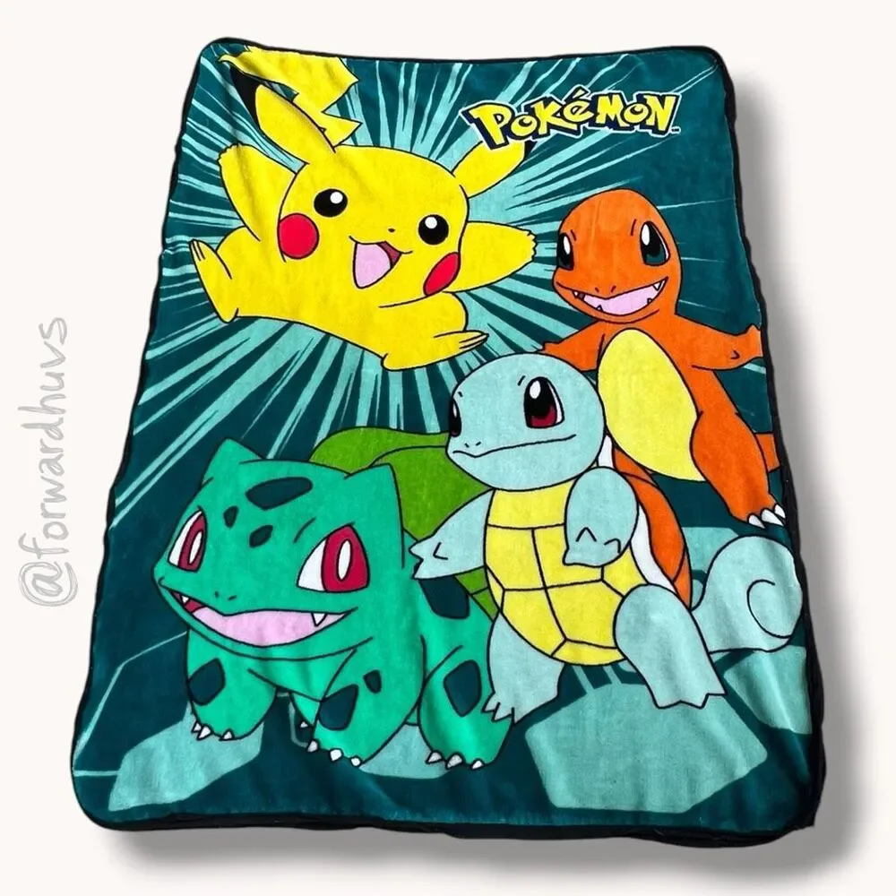 Pokemon Pikachu Charmander Squirtle Bulbasaur Plush Throw Blanket Edge Damage